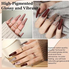 12 Colors Pink Brown Nail Dip Powder Set for DIY Nail Art