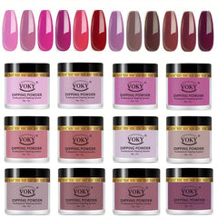12 Colors Pink Brown Nail Dip Powder Set for DIY Nail Art