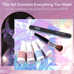 Aokitec 16Pcs Dip Powder Nail Kit Purple Glitter Dipping Powder Starter Set
