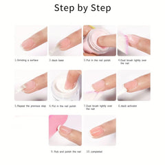 6pcs Spring Summer Green Dip Powder Nail Art Kit