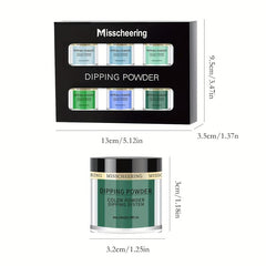 6pcs Spring Summer Green Dip Powder Nail Art Kit
