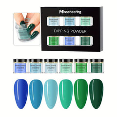 6pcs Spring Summer Green Dip Powder Nail Art Kit
