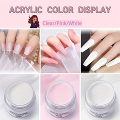 3 Colors Acrylic Nail Powder Set Pink Clear Crystal Powder