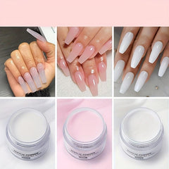 3 Colors Acrylic Nail Powder Set Pink Clear Crystal Powder