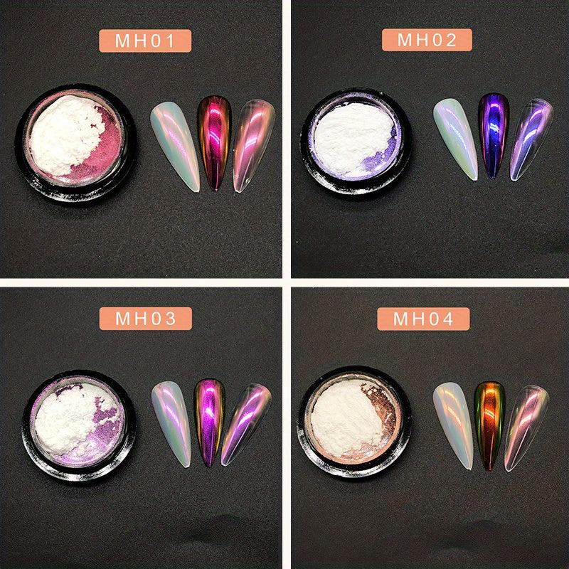 Mermaid Pearl Pigment Powder for Nail Art - 4pcs Set