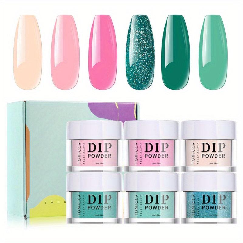 6 Colors Dip Powder Nail Kit Starter French Nail Art Manicure DIY Salon