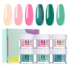6 Colors Dip Powder Nail Kit Starter French Nail Art Manicure DIY Salon