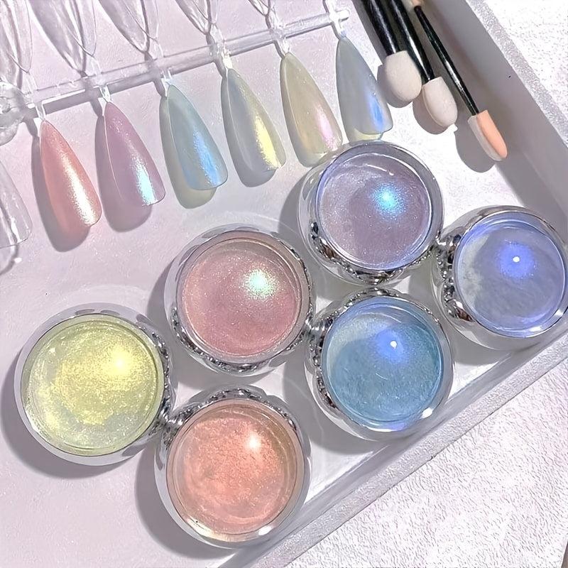 6pcs Jelly Neon Rainbow Holographic Chameleon Powder