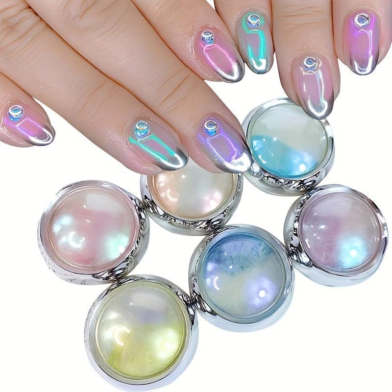6pcs Jelly Neon Rainbow Holographic Chameleon Powder