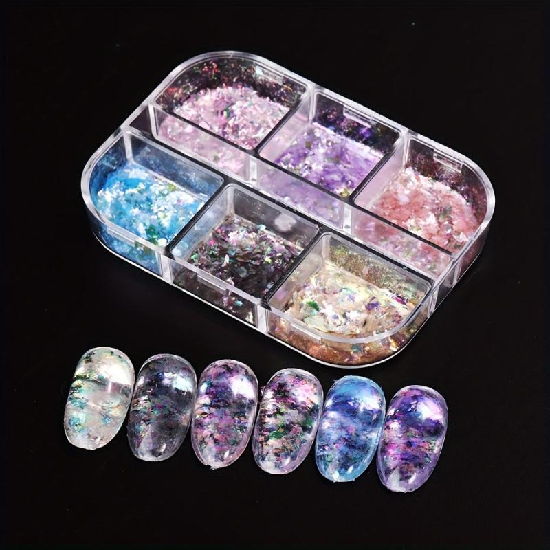 Opal Nail Art Glitter Flakes Powder Aurora Iridescent Pigment