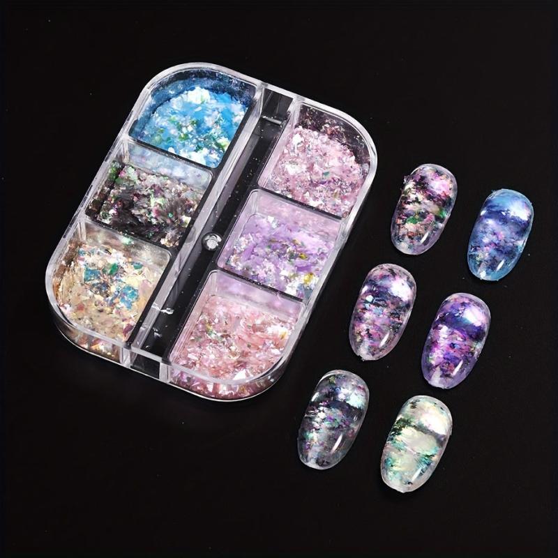 Opal Nail Art Glitter Flakes Powder Aurora Iridescent Pigment