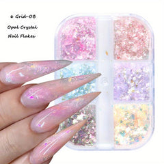 Opal Nail Art Glitter Flakes Powder Aurora Iridescent Pigment