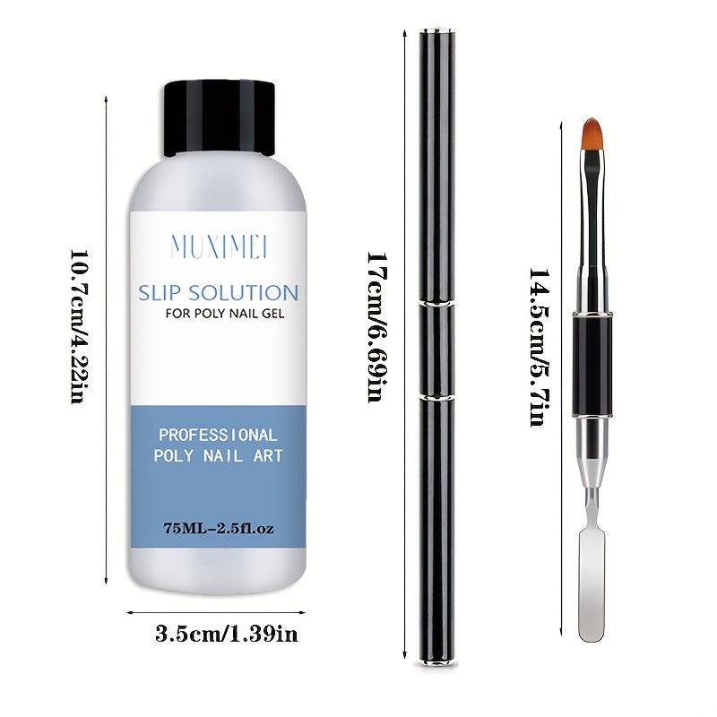 Poly Nail Gel Kit Slip Solution Set 75ml Extension Gel Anti Stick Liquid