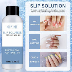 Poly Nail Gel Kit Slip Solution Set 75ml Extension Gel Anti Stick Liquid