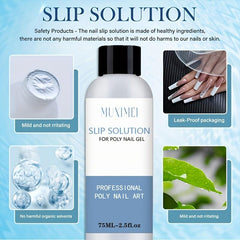 Poly Nail Gel Kit Slip Solution Set 75ml Extension Gel Anti Stick Liquid