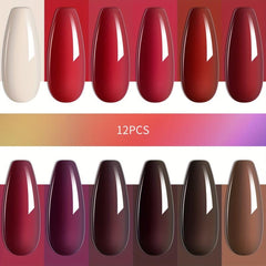 Gel Nail Polish Starter Kit 12 Colors Red Brown Collection