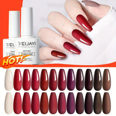 Gel Nail Polish Starter Kit 12 Colors Red Brown Collection