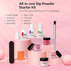 11 Pcs Dip Powder Nail Kit Starter Set with 4 Colors for French Mani
