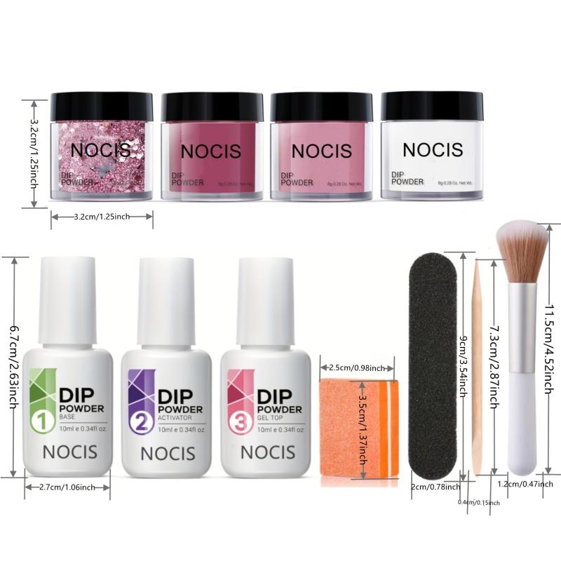 11 Pcs Dip Powder Nail Kit Starter Set with 4 Colors for French Mani