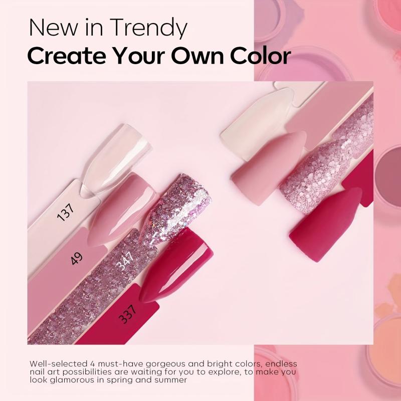 11 Pcs Dip Powder Nail Kit Starter Set with 4 Colors for French Mani