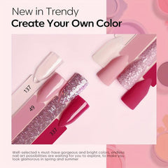 11 Pcs Dip Powder Nail Kit Starter Set with 4 Colors for French Mani