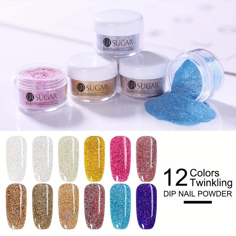 Nude Pink Red Glitter Dip Powder Nail Kit with Dip Liquids Set