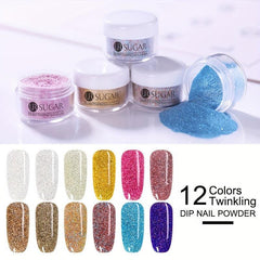 Nude Pink Red Glitter Dip Powder Nail Kit with Dip Liquids Set