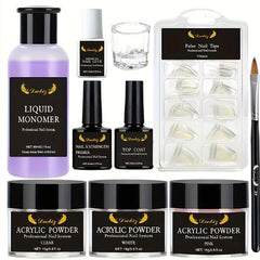 Acrylic Nail Kit with Powder, Liquid Monomer, Brush, Primer, Dehydrator