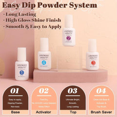 20 Pcs Dip Powder Nail Kit Starter 16 Colors Dipping Powder Liquid Set