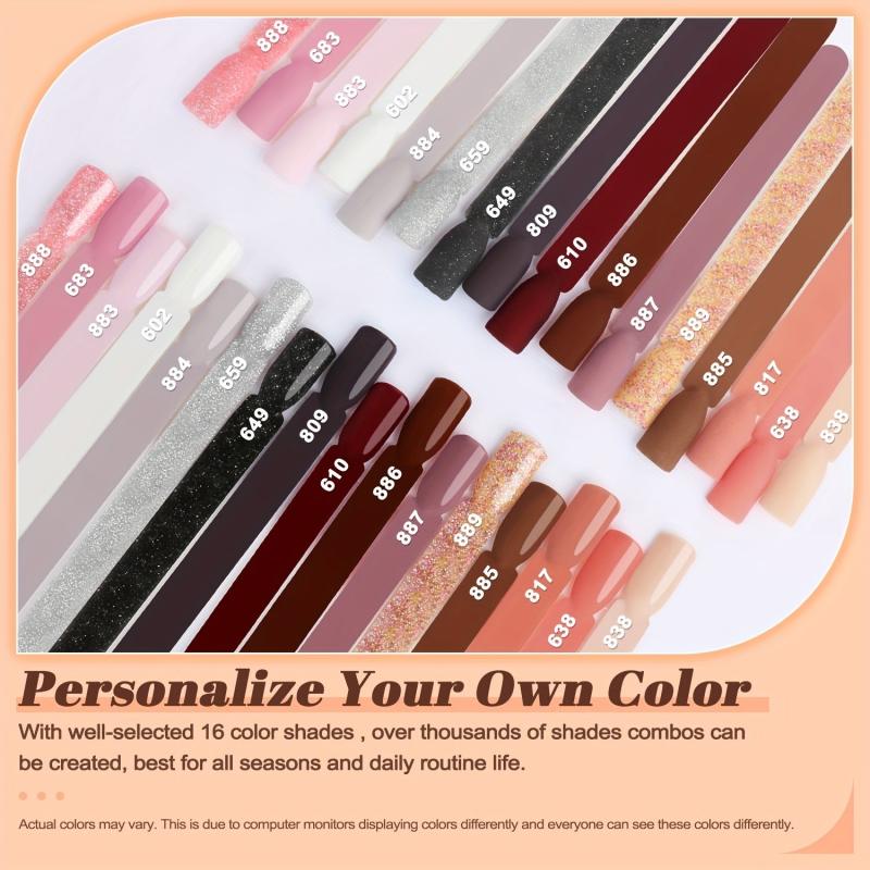 20 Pcs Dip Powder Nail Kit Starter 16 Colors Dipping Powder Liquid Set