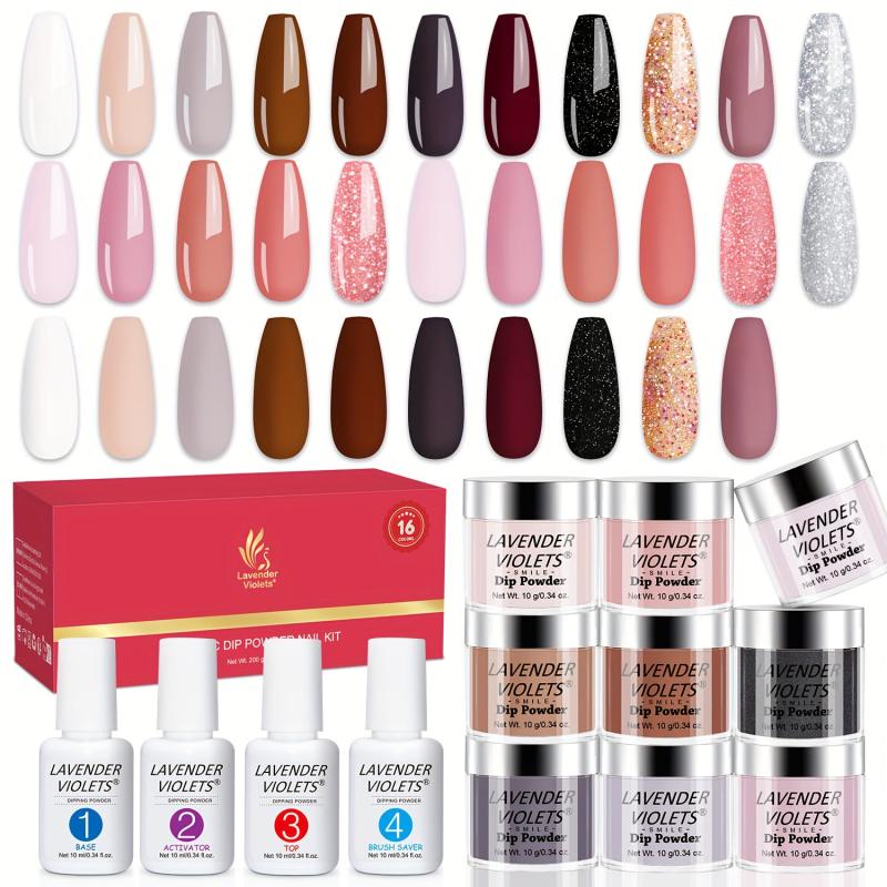 20 Pcs Dip Powder Nail Kit Starter 16 Colors Dipping Powder Liquid Set