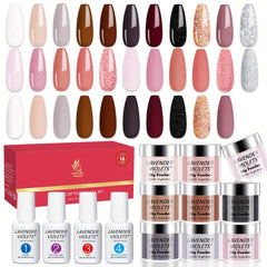 20 Pcs Dip Powder Nail Kit Starter 16 Colors Dipping Powder Liquid Set