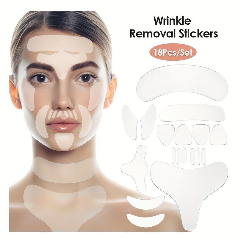 18Pcs Silicone Fade Fine Line On Face Neck Chest Sticker Set
