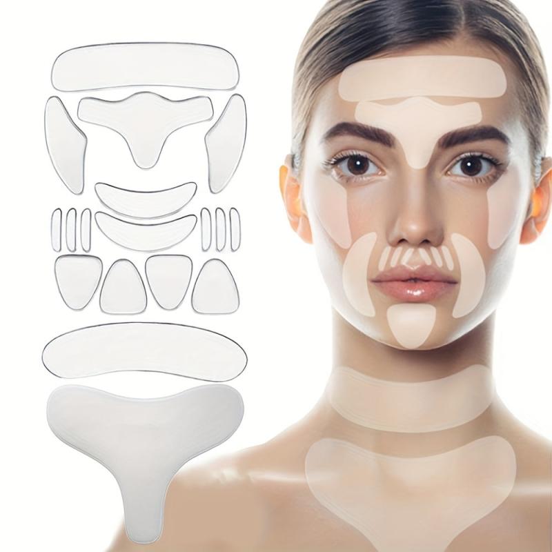 18Pcs Silicone Fade Fine Line On Face Neck Chest Sticker Set