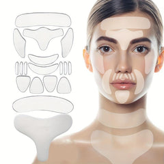 18Pcs Silicone Fade Fine Line On Face Neck Chest Sticker Set