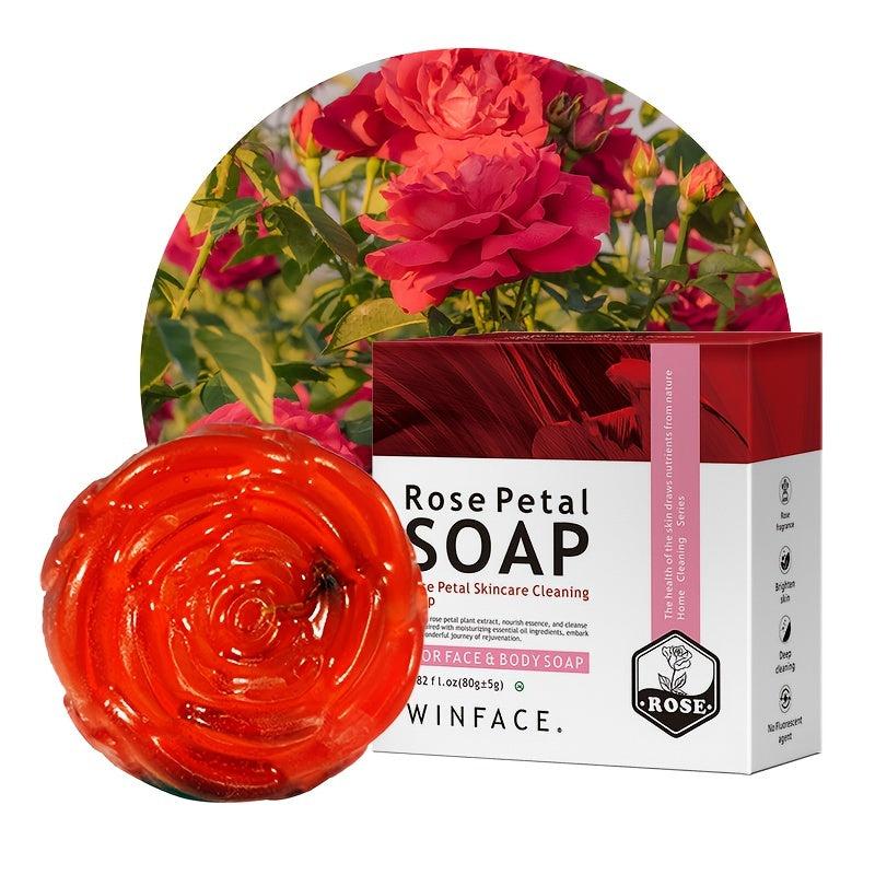 80g Rose Essential Moisturizing Soap, Long Lasting Fragrance, Deep Cleansing