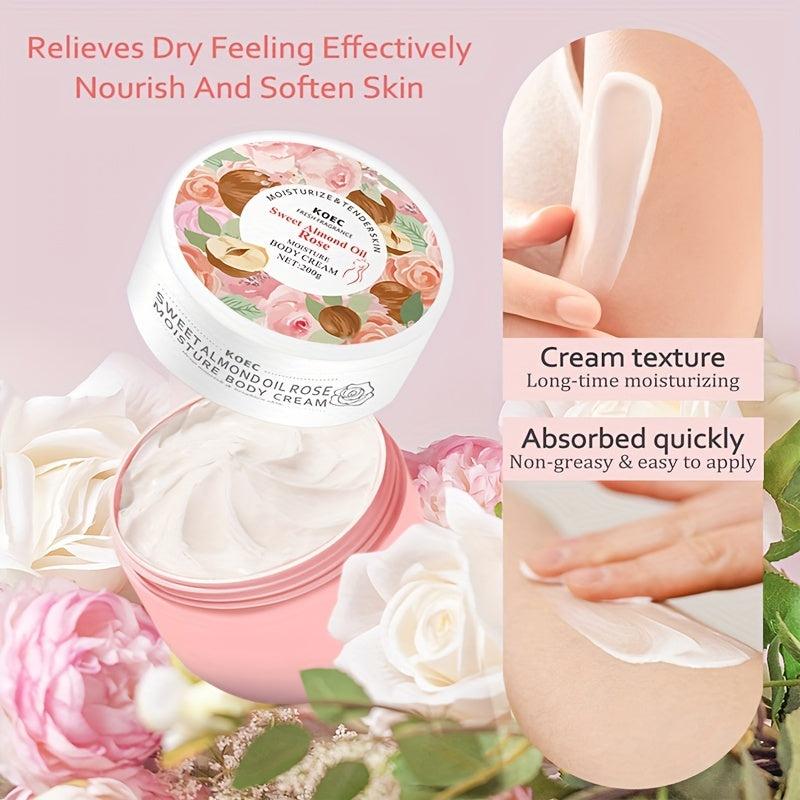 Rose & Almond Moisture Body Cream 200g Nourishing & Brightening Hydrating