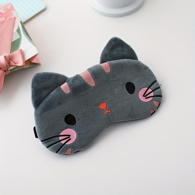 Cartoon Cat Plush Eye Mask Travel Rest Sleep Shade for Women
