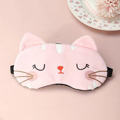 Cartoon Cat Plush Eye Mask Travel Rest Sleep Shade for Women
