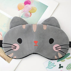 Cartoon Cat Plush Eye Mask Travel Rest Sleep Shade for Women