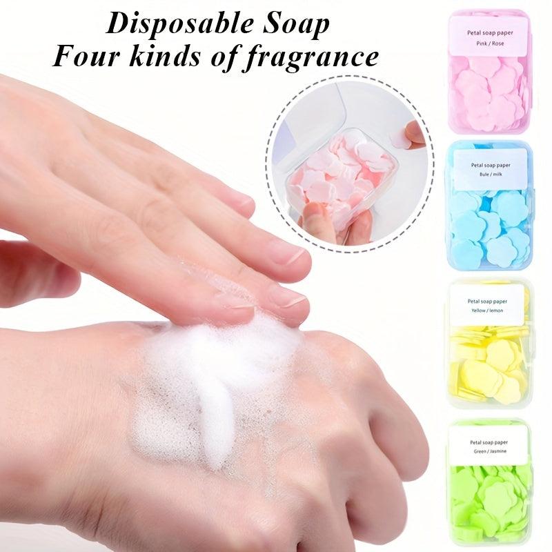100pcs Portable Soap Paper Mini Flower Shape Sheets for Handwashing