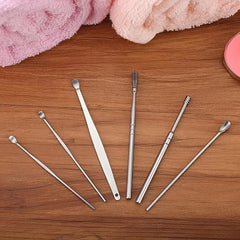6 Pcs Stainless Steel Ear Pick Set with Storage Box