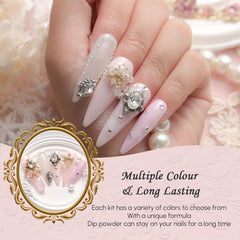 Aokitec 16Pcs Pink Glitter Dip Powder Nail Kit DIY Salon Dip System