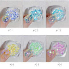 Iridescent Chunky Glitter Nail Flakes Mixed Hexagon Sequins Manicure Art
