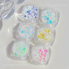 Iridescent Chunky Glitter Nail Flakes Mixed Hexagon Sequins Manicure Art