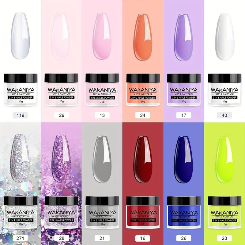 Dipping Powder 12 Colors Dip & Acrylic Nail Powder Starter Kits
