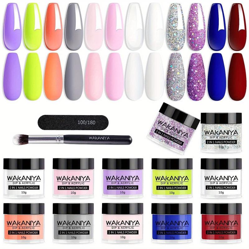 Dipping Powder 12 Colors Dip & Acrylic Nail Powder Starter Kits