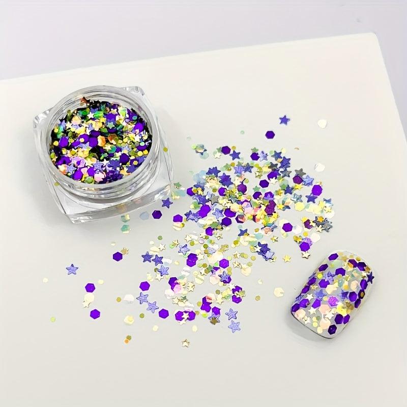 6 Colors Glitter Heart Shaped Nail Sequin