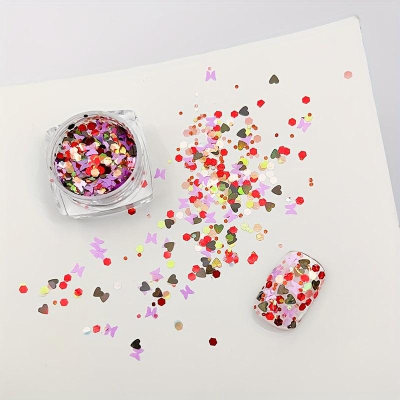 6 Colors Glitter Heart Shaped Nail Sequin