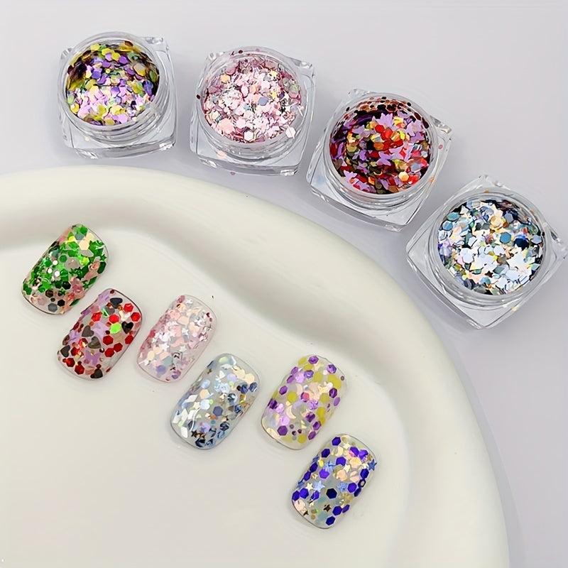 6 Colors Glitter Heart Shaped Nail Sequin